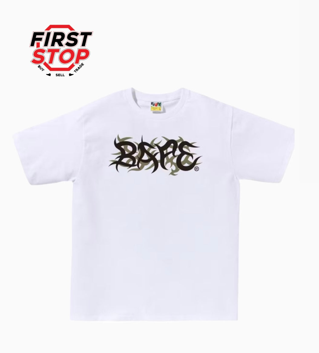 BAPE Trial Camo Logo Tee White