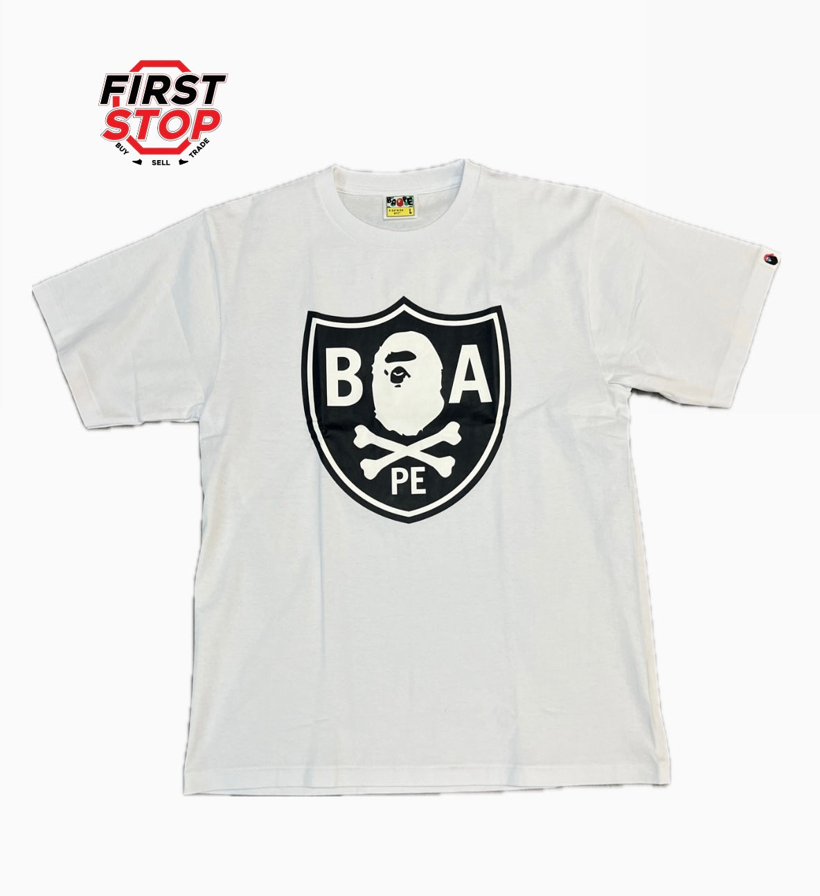 Bape Crossbone shield Tee White