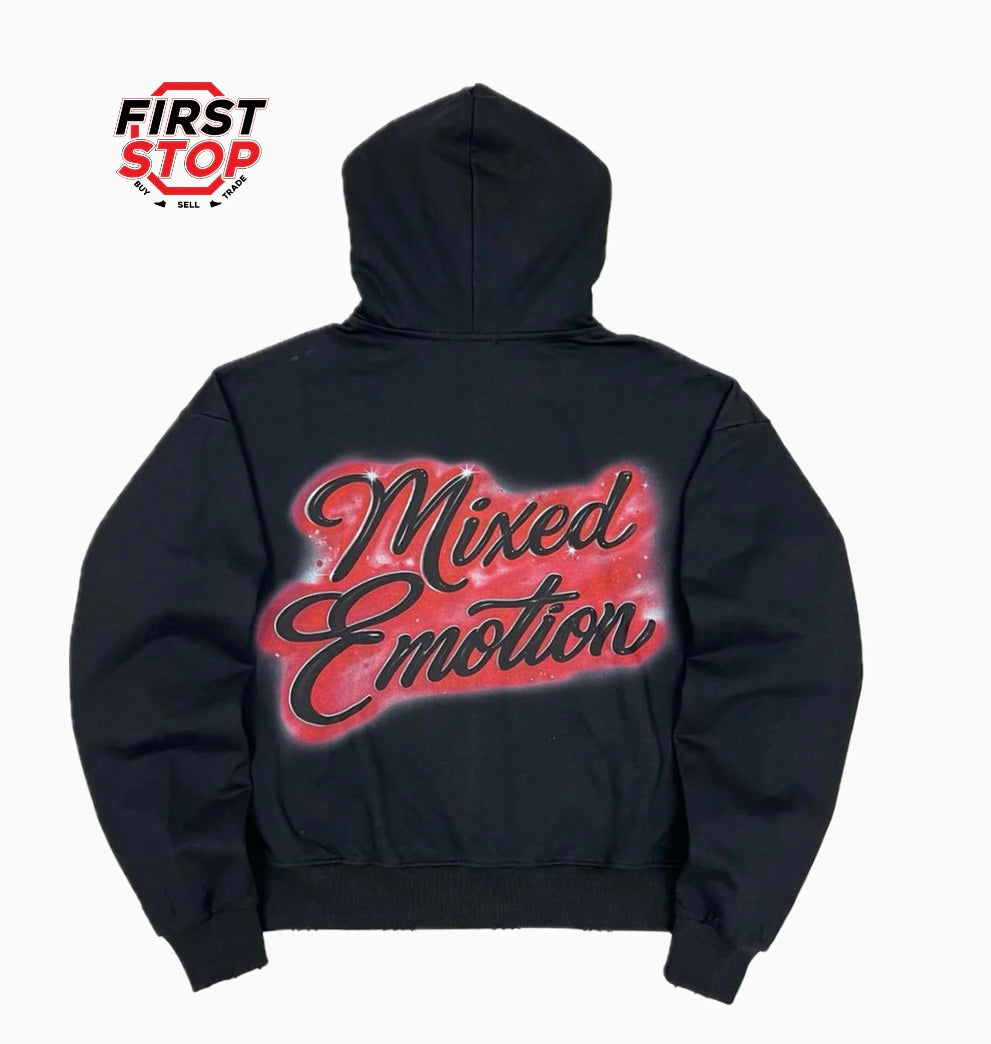 Mixed Emotions Unveiled Zip-Up Hoodie Black