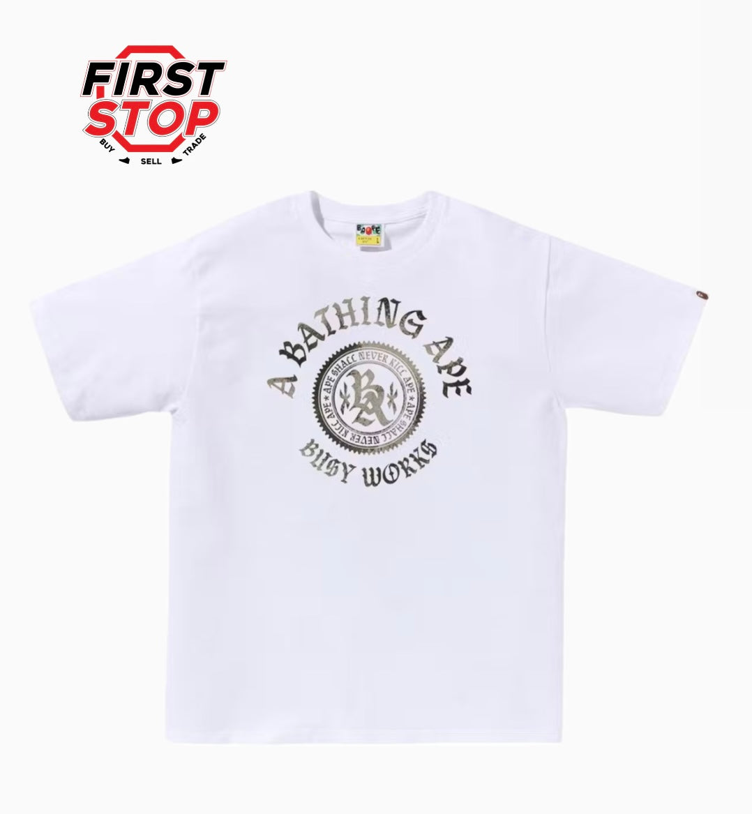 BAPE High Tone Bleach Emblem Tee White