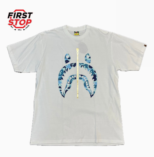 BAPE ABC Camo Gold Zip Shark T-Shirt White