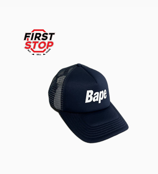 Bape Snapback Trucker Cap Navy Blue