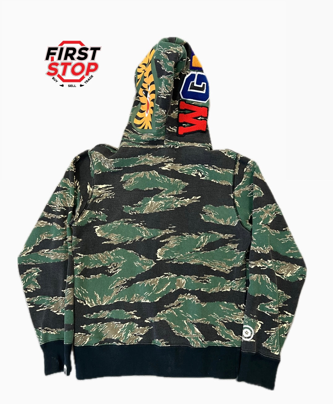 BAPE Tiger Camo Shark Full Face Zip up Black/Green