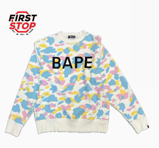 BAPE Cotton Candy Crewneck White Blue