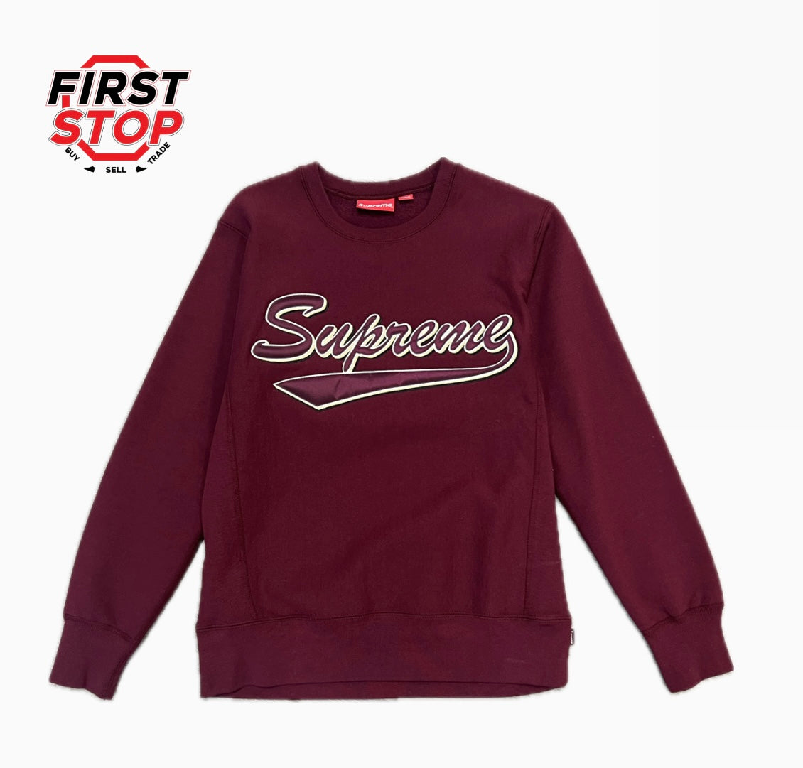 Supreme Brush Script Crewneck Burgundy