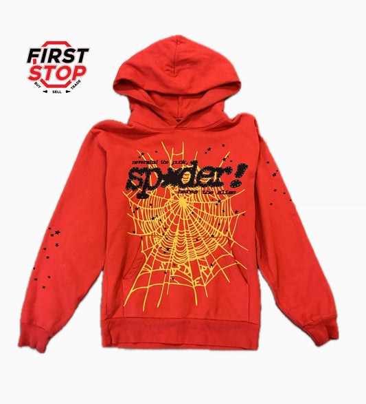 Sp5der P*nk v2 Hoodie Red