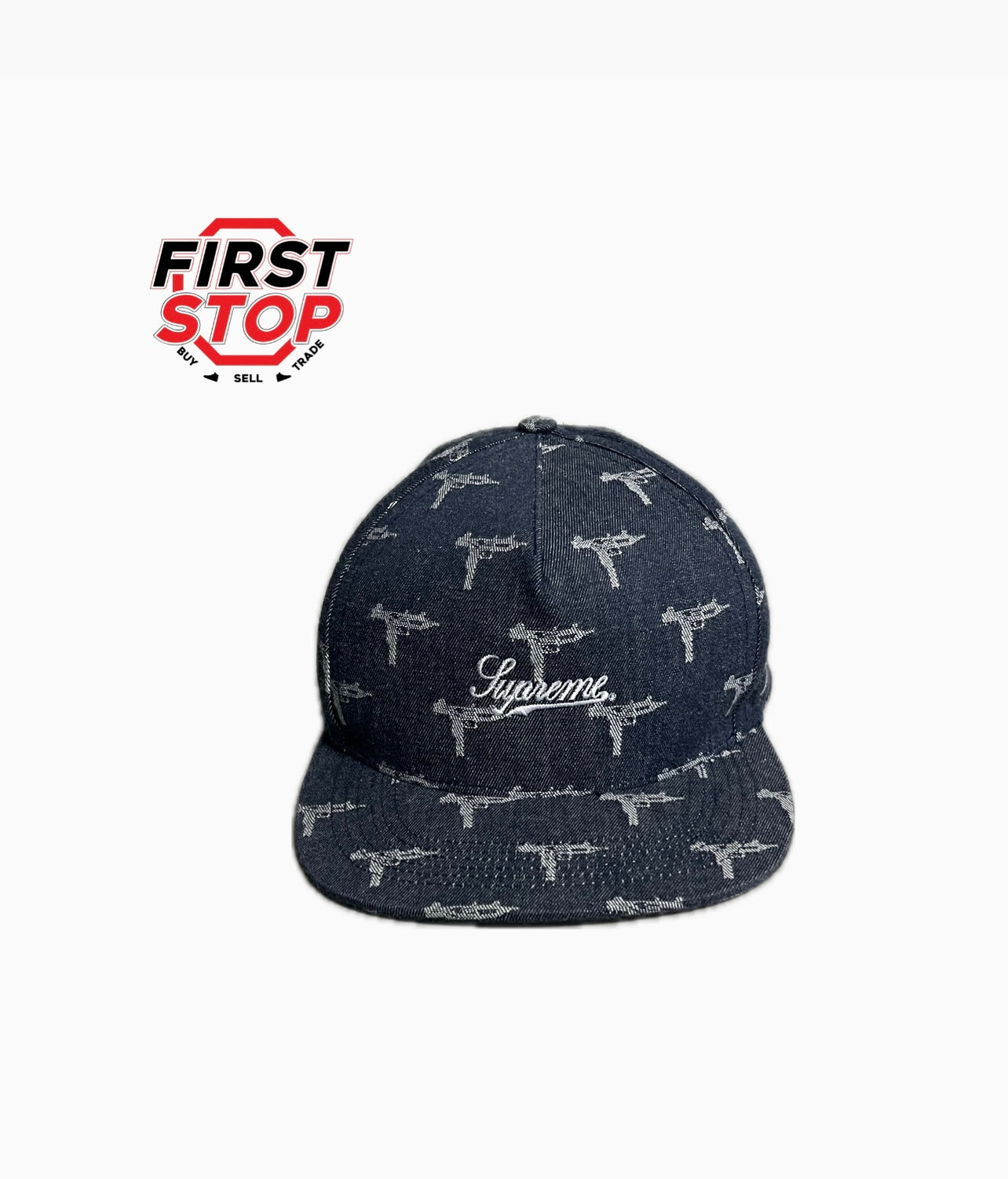 Supreme Blue Denim Uzi 5 panel Cap Blue