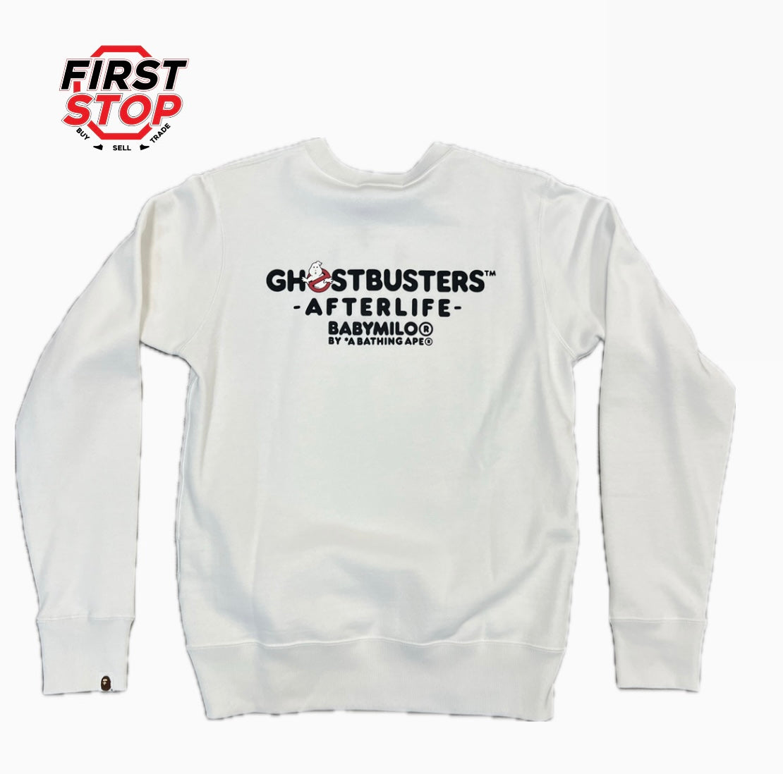 BAPE X Ghostbuster Ape Head Crewneck White