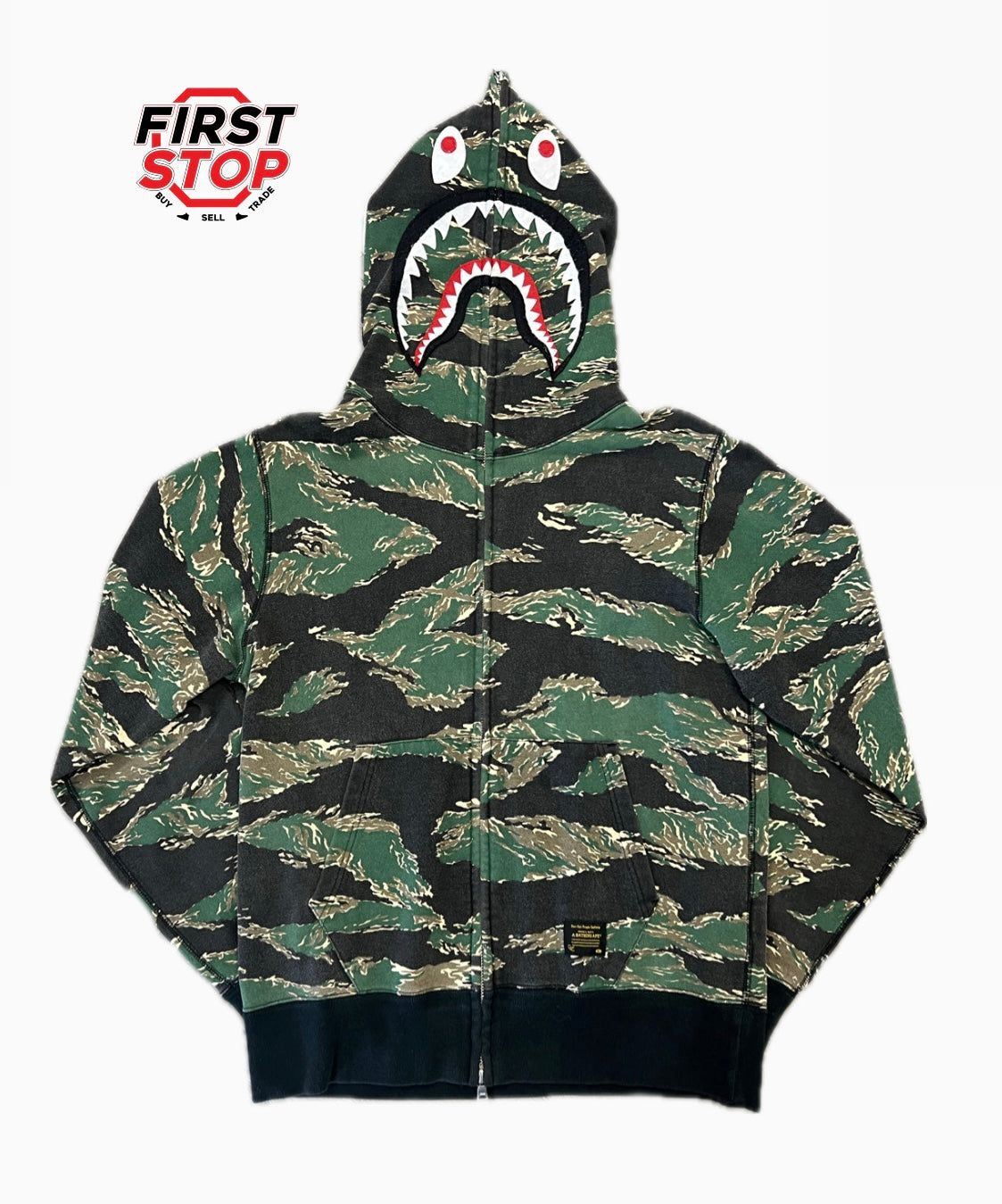 BAPE Tiger Camo Shark Full Face Zip up Black/Green