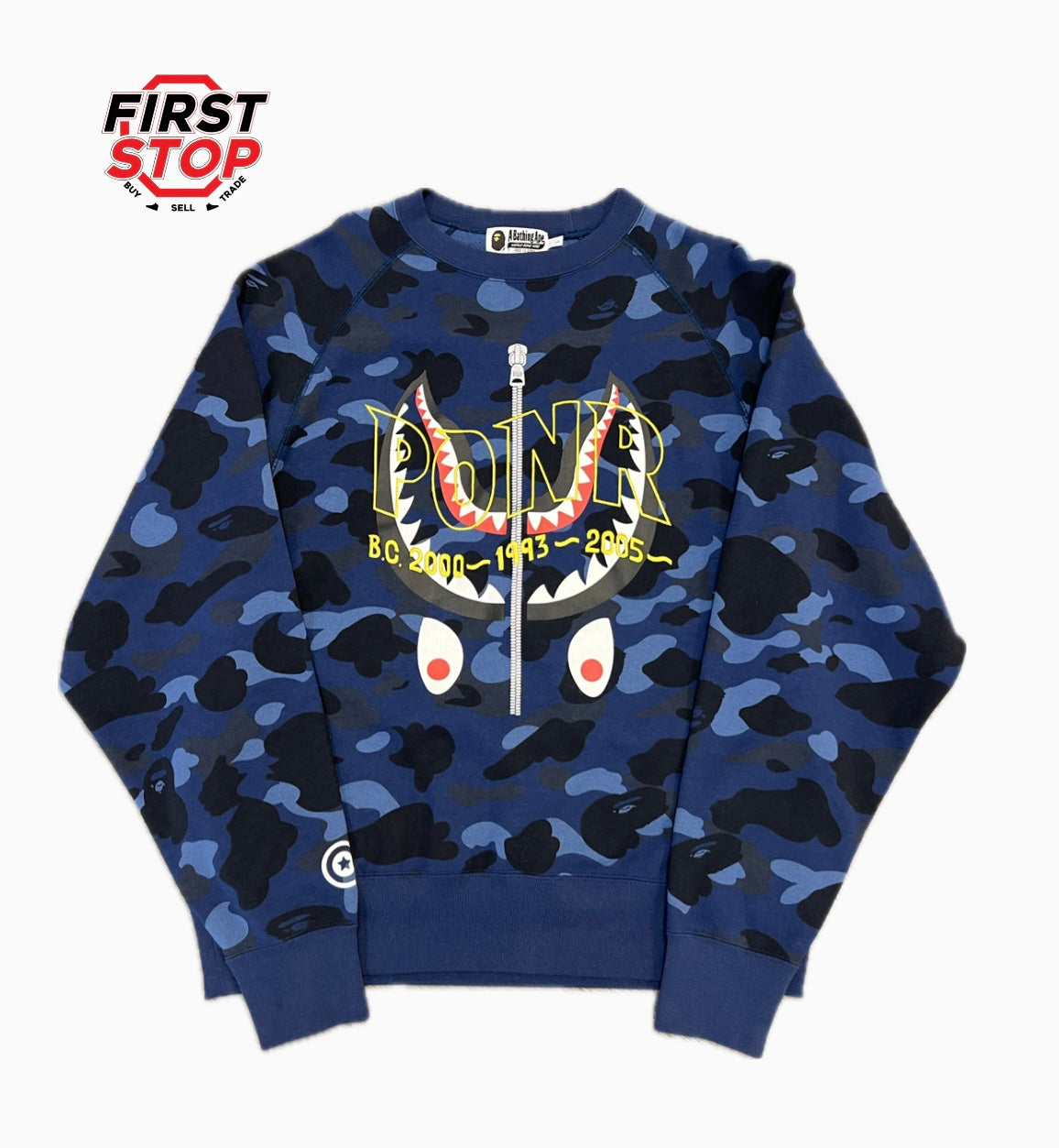 Bape Color Camo PONR Shark Crewneck Blue