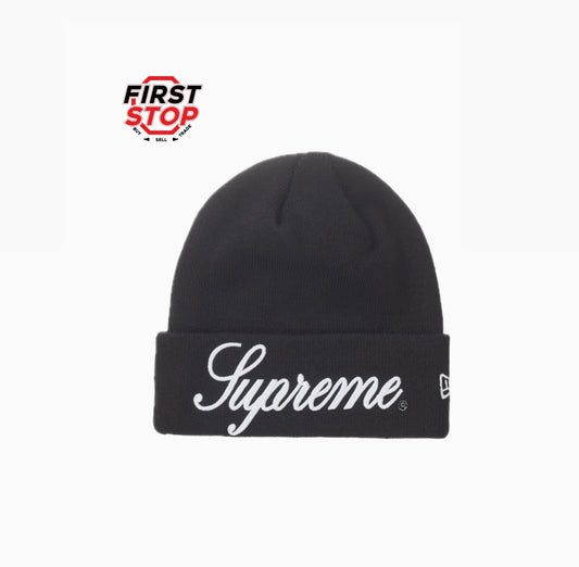 Supreme New Era Script Beanie Black