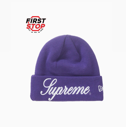 Supreme New Era Script Beanie Purple