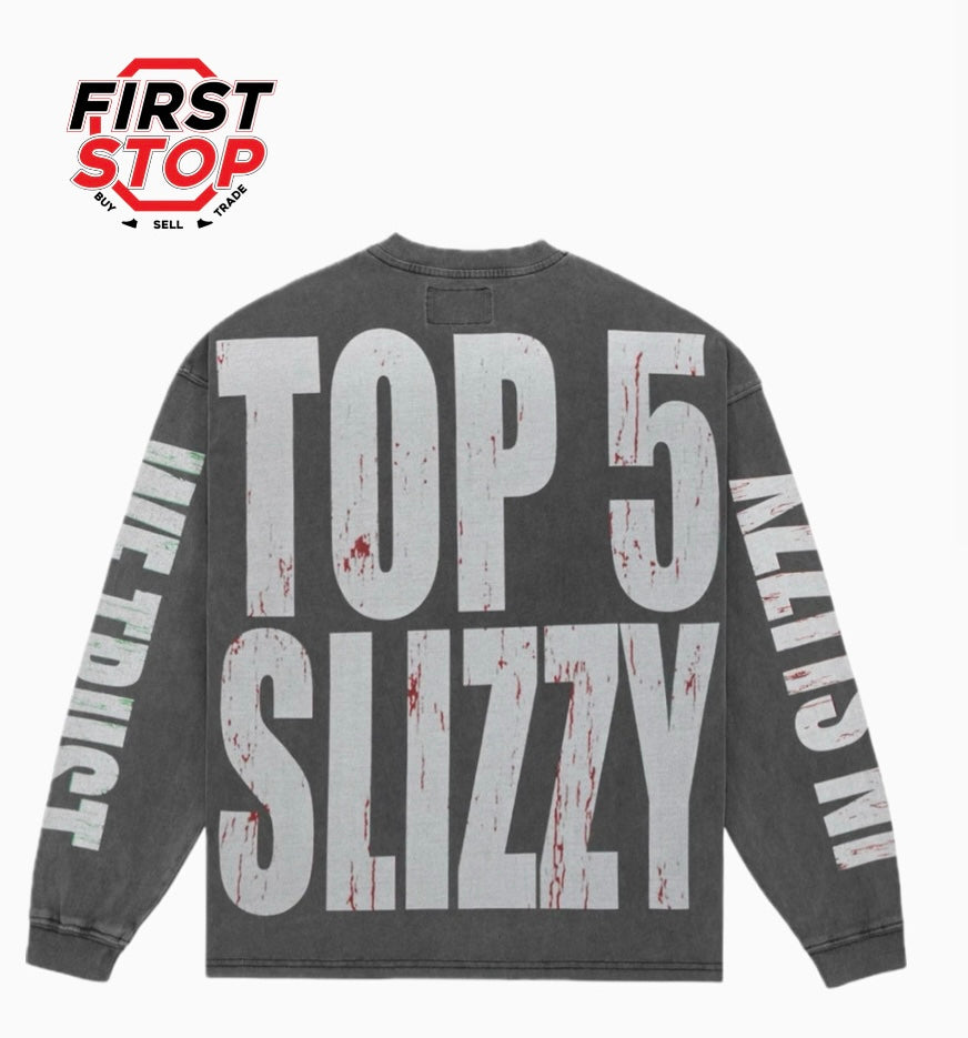 GODSPEED Top 5 Slizzy L/S Tee Grey Wash