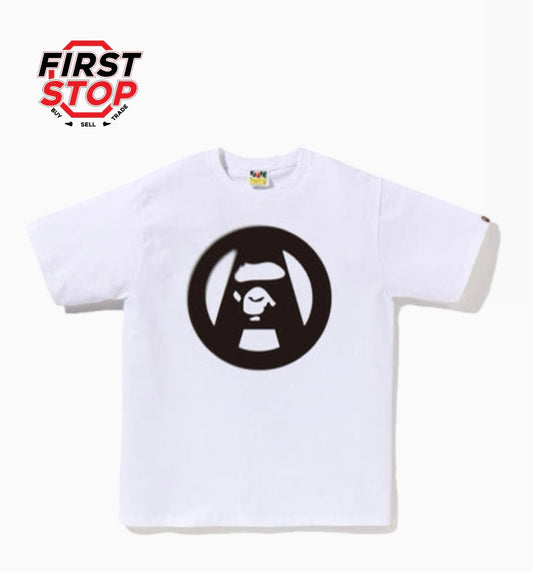 BAPE Stencil Circle Ape Face Tee White