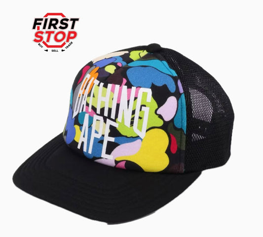 Bape A Bathing Ape Multi Camo NYC Logo Mesh Cap