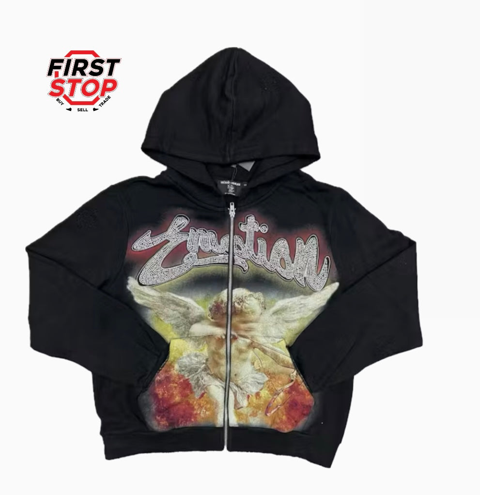 Mixed Emotions Rhinestone Hoodie Black