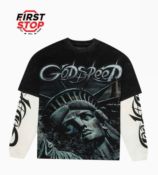 GODSPEED Sunken Liberty 2 Layered L/S Tee Washed Black