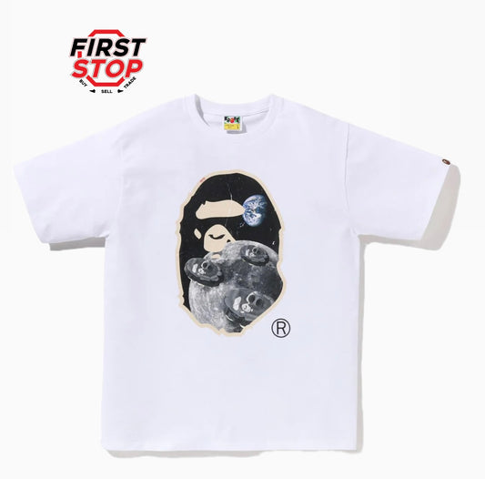 BAPE Moon Ape Head Old Photo Tee (White)