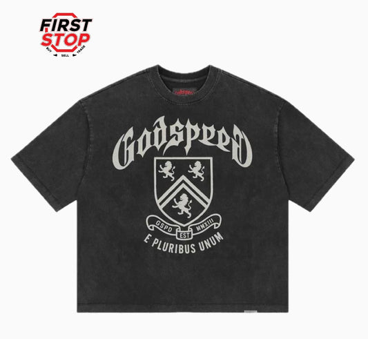 Godspeed Collegiate Black Washed Tee