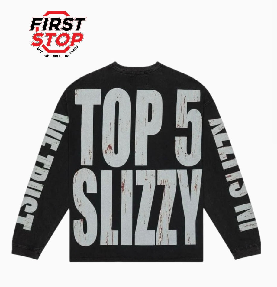 GODSPEED Top 5 Slizzy L/S Tee Black Wash