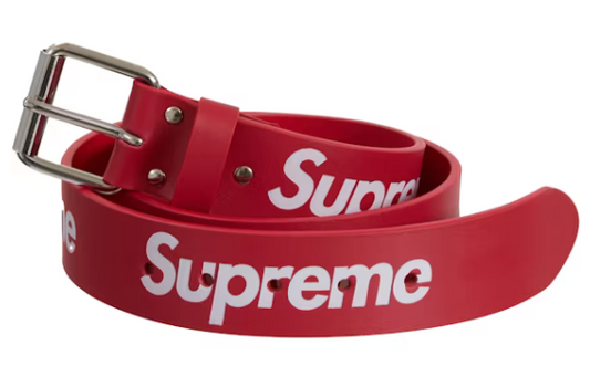 Supreme Repeat Leather Belt (SS24) Red