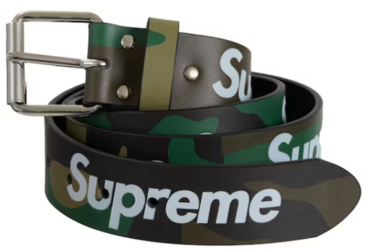 Supreme Repeat Leather Belt (SS24) Woodland Camo