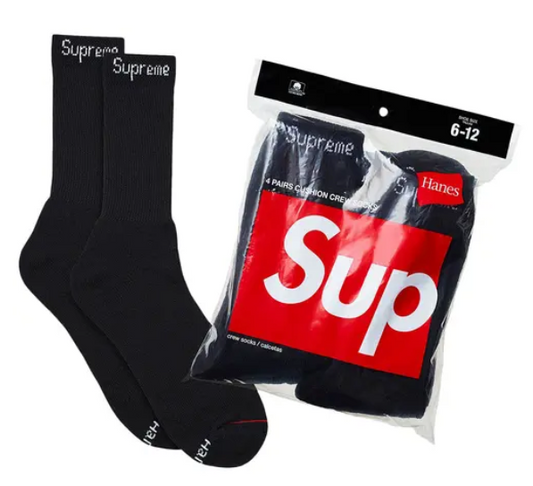 Supreme Socks Black (4 Pack)