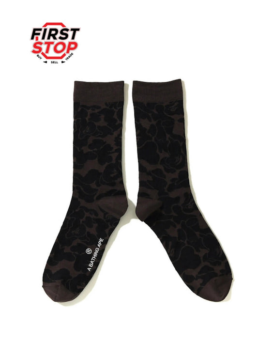 Bape Solid Camo Jacquard Socks Black (Single Pair)