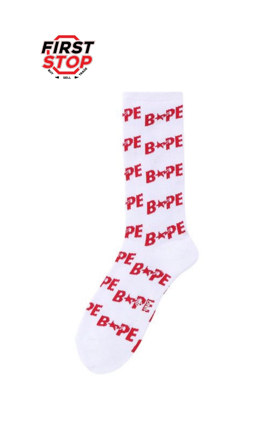 Bape Sta Socks White Red (Single pair)