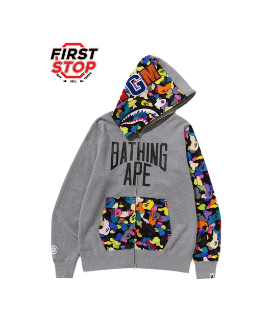 Bape Mulit Camo NYC Logo Shark Full Zip Hoodie